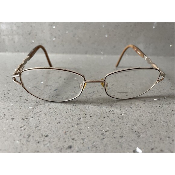 Joan Collins 9731 Gold Brown Eyeglasses FRAMES ONLY 52-16-135 oval full rim - Picture 1 of 16